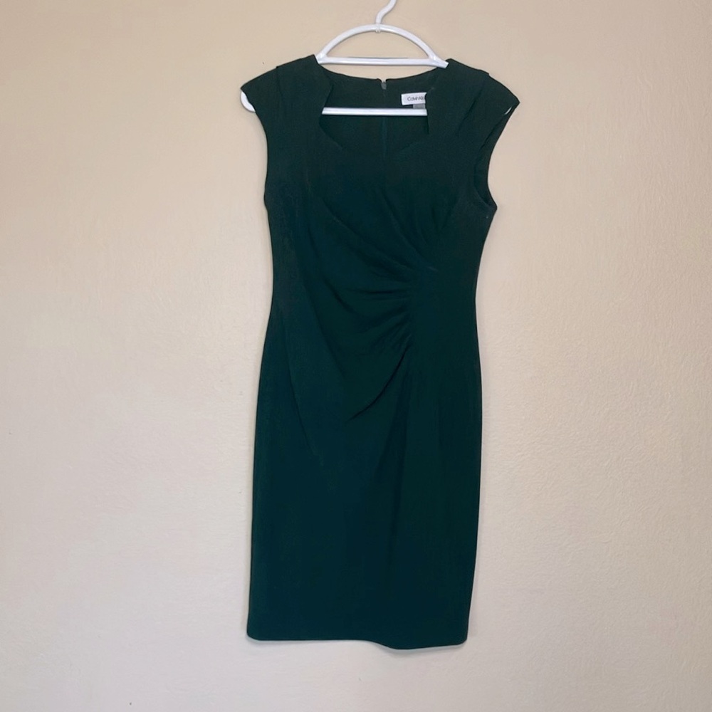 Calvin Klein Green Ruched Dress Size 4